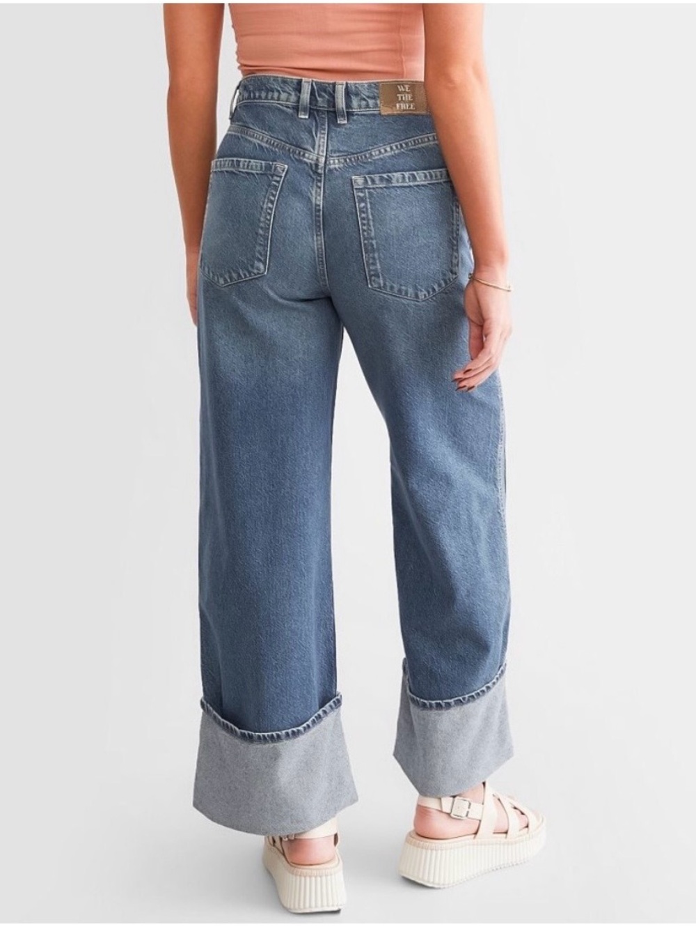 Free People/ We The Free Final Countdown Wide Leg Cuffed Jeans Size 31 - Picture 6 of 13